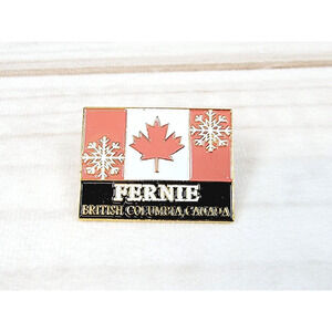 Vintage Fernie British Columbia, Canada Snowflake & Maple Leaf Lapel Pin